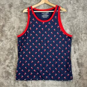 Fifthsun Mens Tank Top Solo Cup Party Beer Pong Flip Cup Beirut XL Blue Red